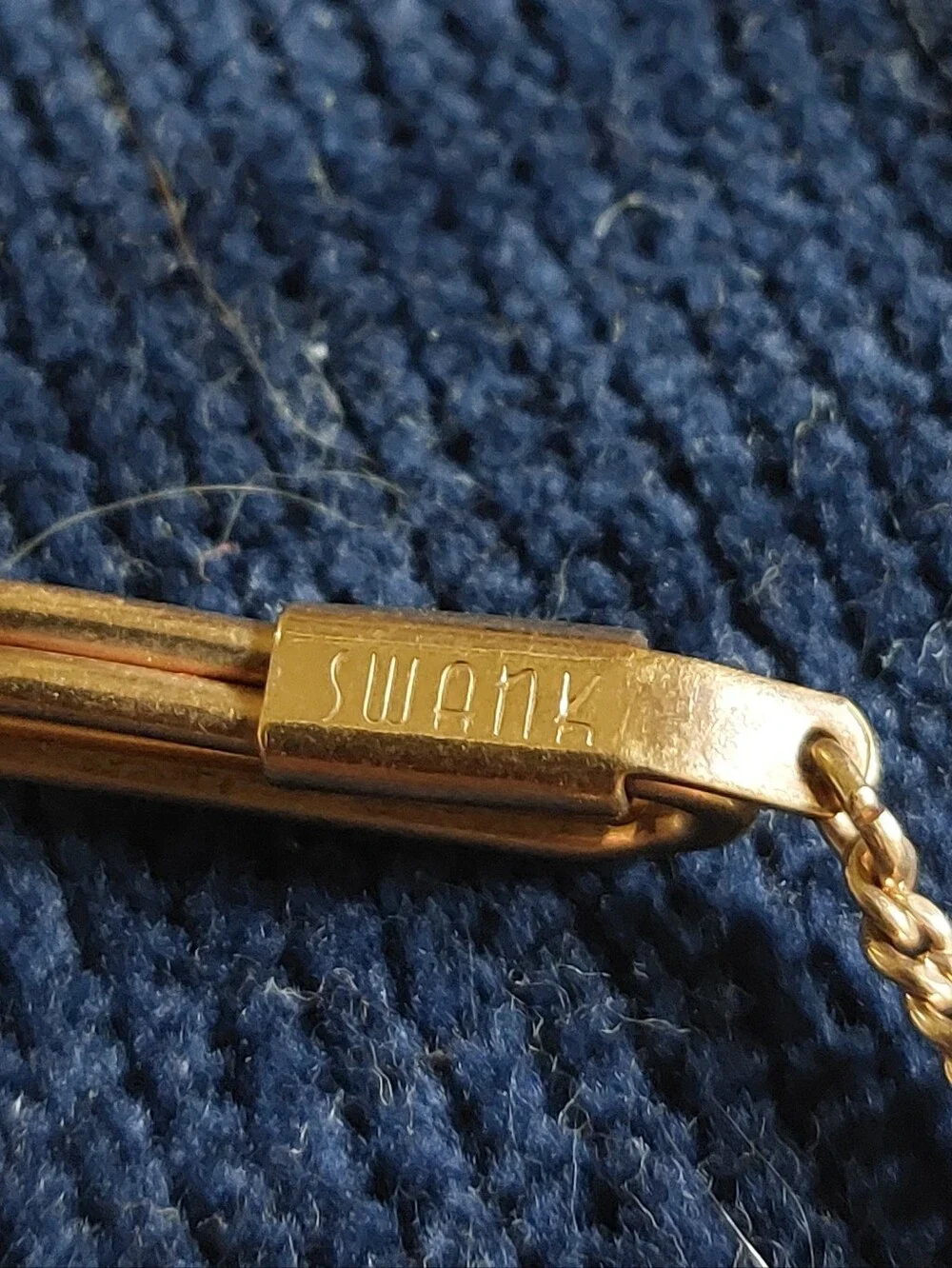 VTG Swank Monogram Cufflinks Tie Bar Set Gold Tone Initials NJ. Estate Jewelry